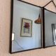 Vintage 1930s triptych mirror depicting a barber, hairdresser, and young dancer