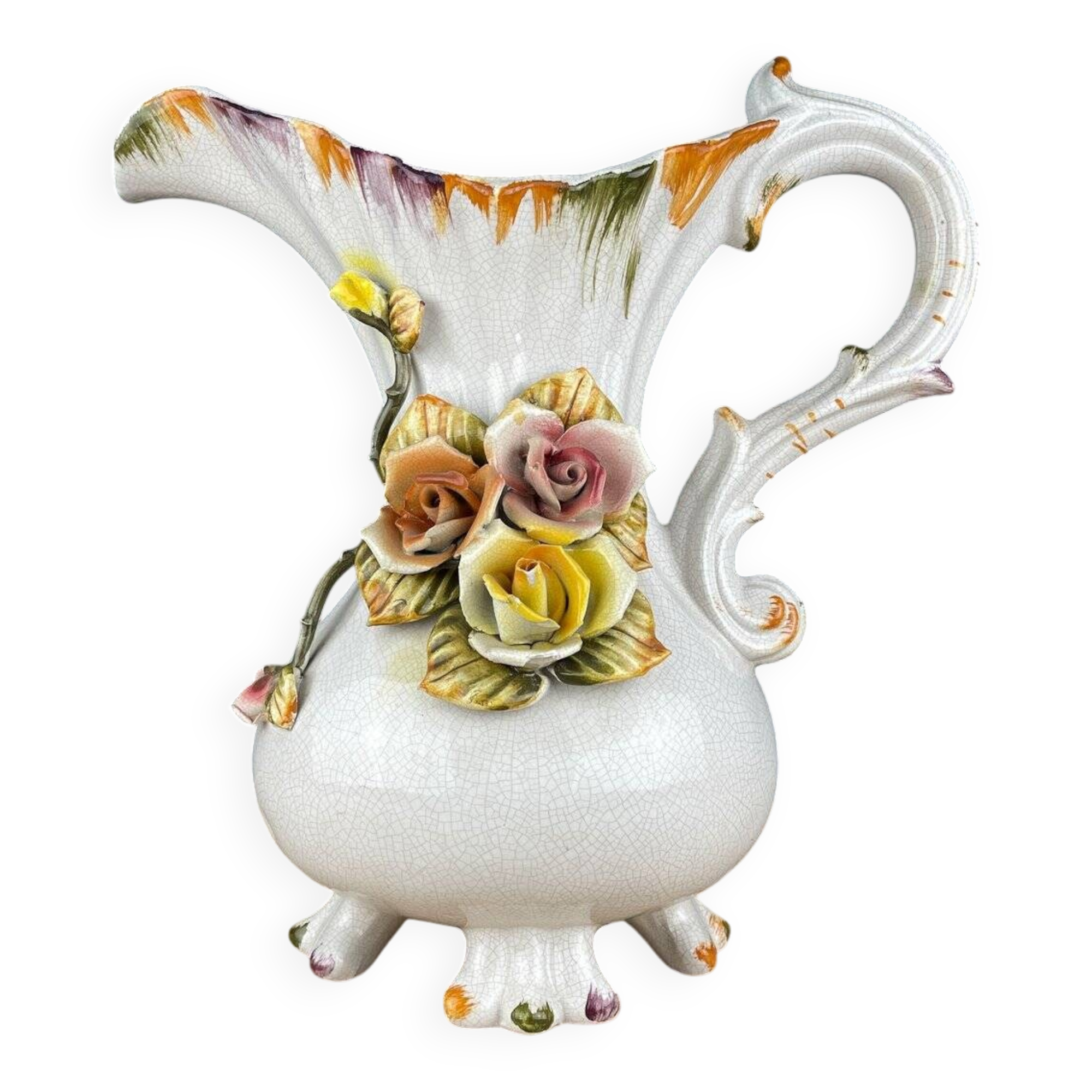 Vintage Italian ceramic pitcher from the mid-20th century by Bassano, 1970s.