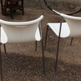 Pair of chrome and resin design armchairs
