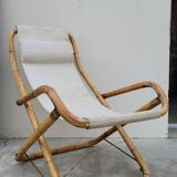 Vintage bamboo deck chair armchair 1950s Italy
