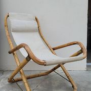 Vintage bamboo deck chair armchair 1950s Italy