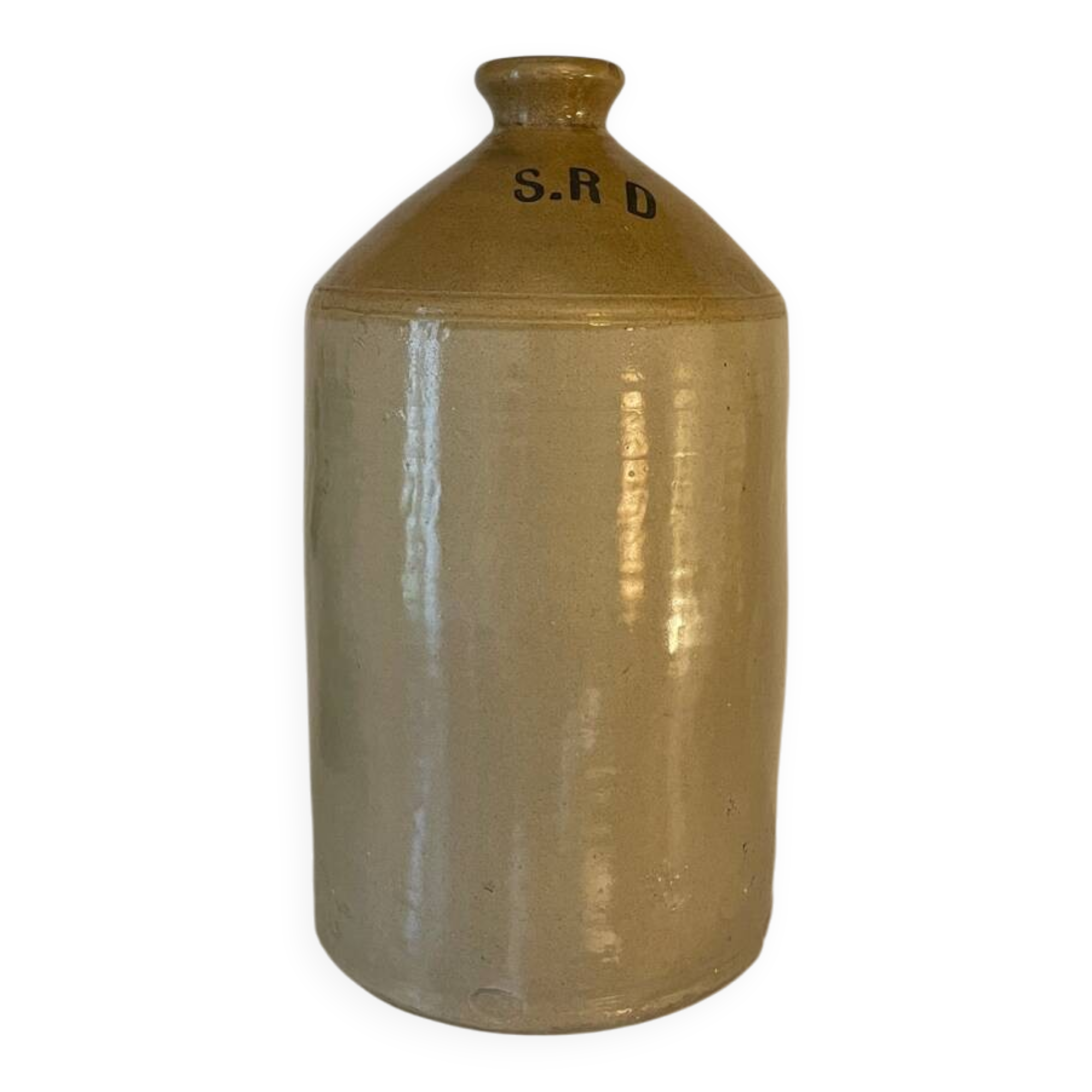 Old alcohol jar from the British army in stoneware.