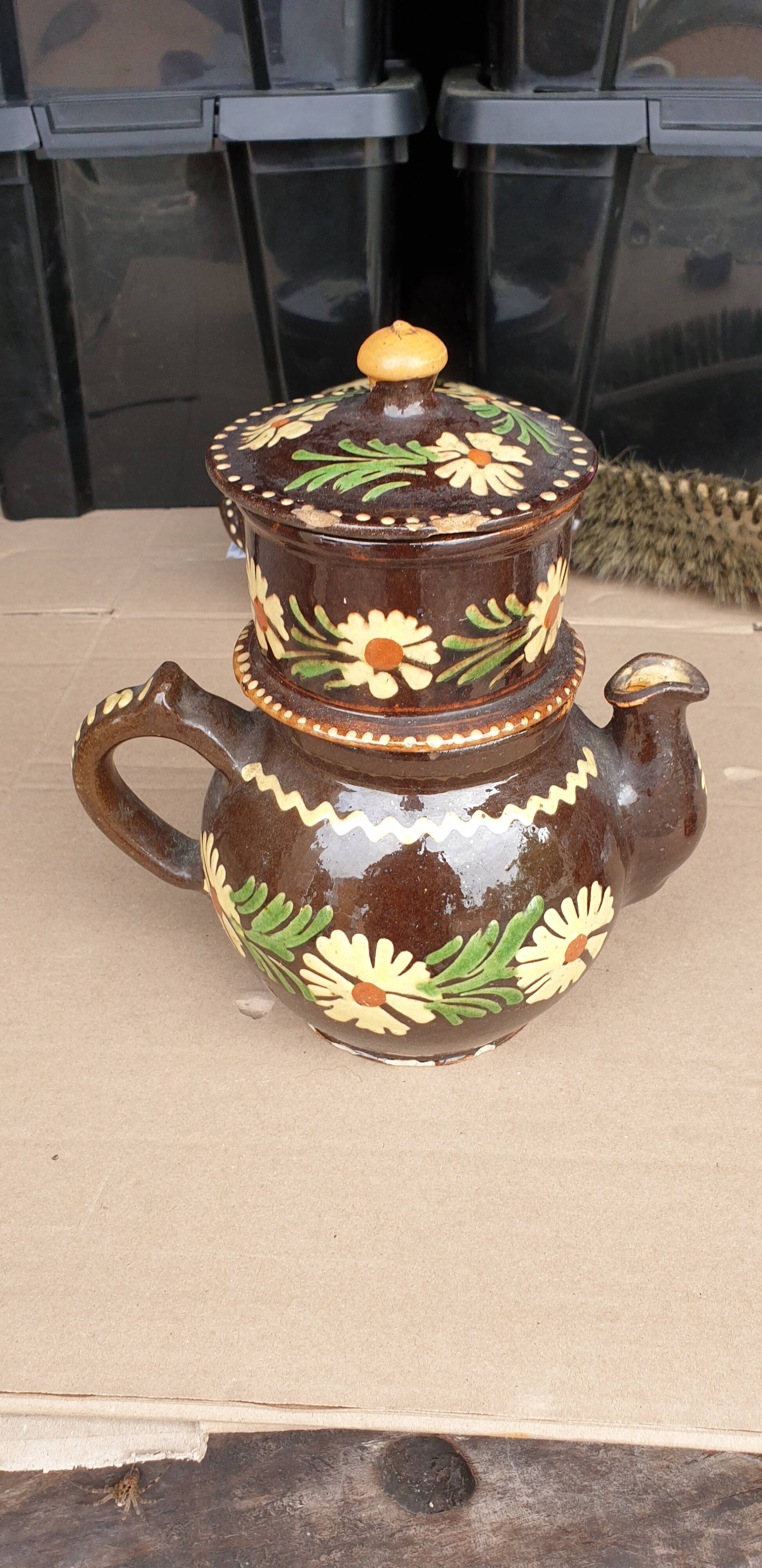 Alsatian glazed terracotta coffee pot