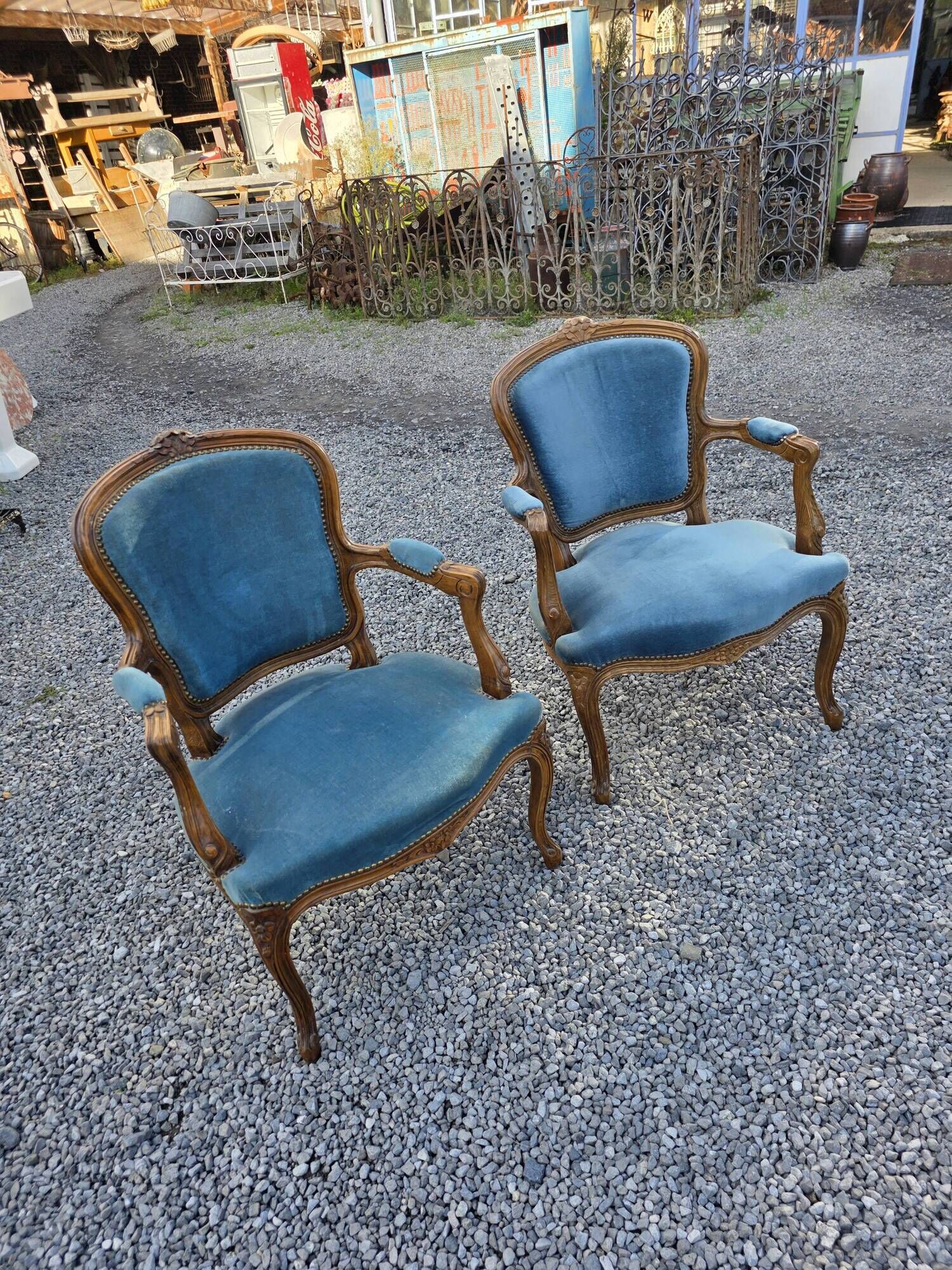 Pair of Louis XV style cabriolet armchairs