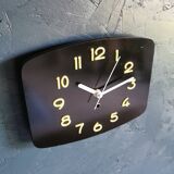 Rectangular vintage formica wall pendulum clock "Phosphorescent black"