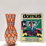 Rare Orange Murano Glass Vase by Ercole Barovier model "Rotellati", Italy