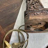 Carved wooden Balinese lamp base