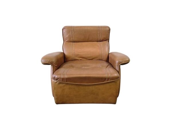Fauteuil vintage en cuir cognac / fauteuil une place / fauteuil