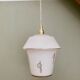 Suspension globe vintage en opaline blanche à décor doré