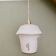 Vintage globe pendant light in white opaline with gold decorations