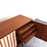 Mid-Century Op-Art Hand-Painted Teak Sideboard, 1960s