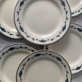 Lot of 8 flat plates and 8 hollow plates in ancient blue salins earthenware