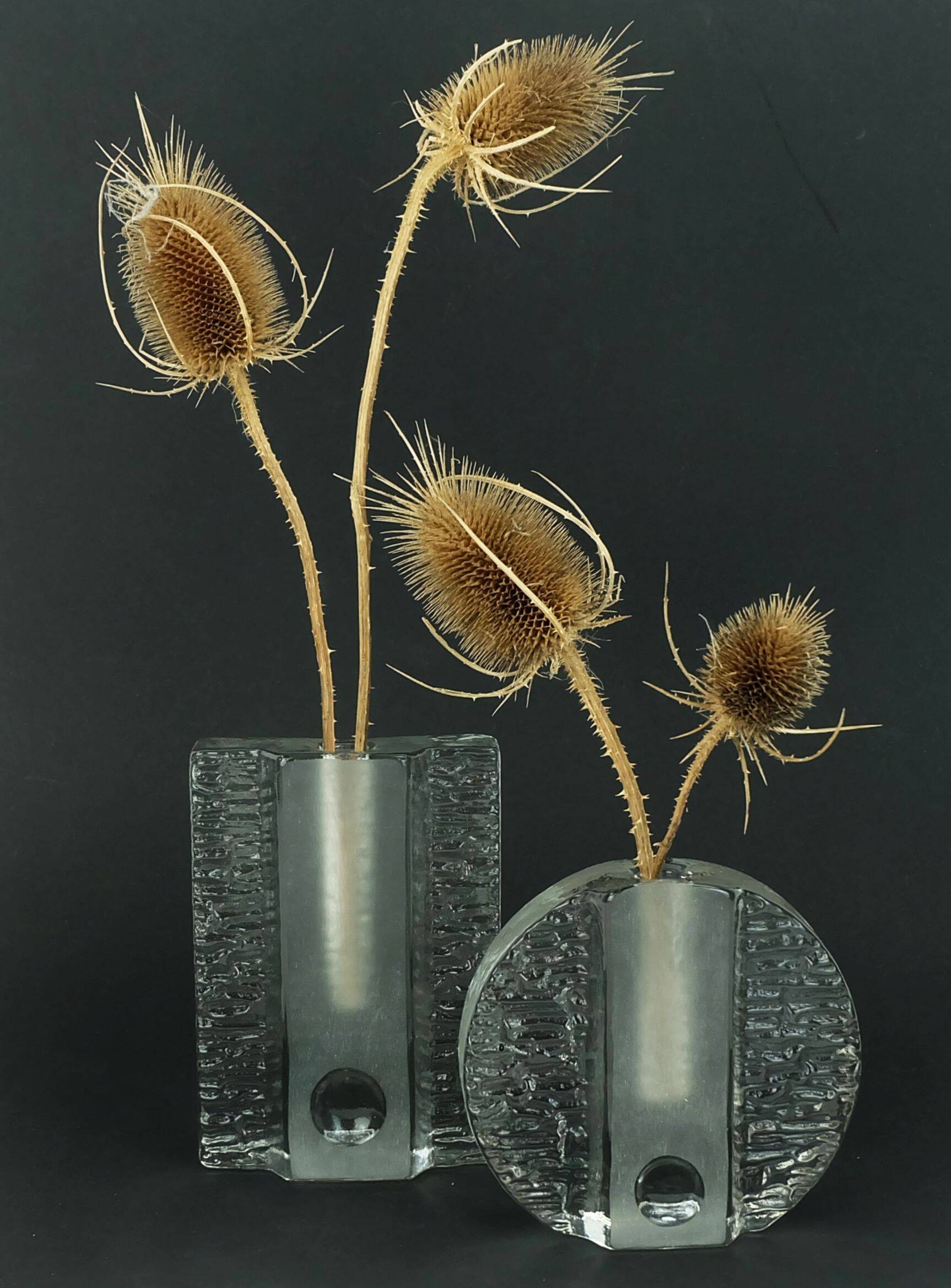 Set of 2 solifleur block vases walther glas 60s 70s op art arrangement vases