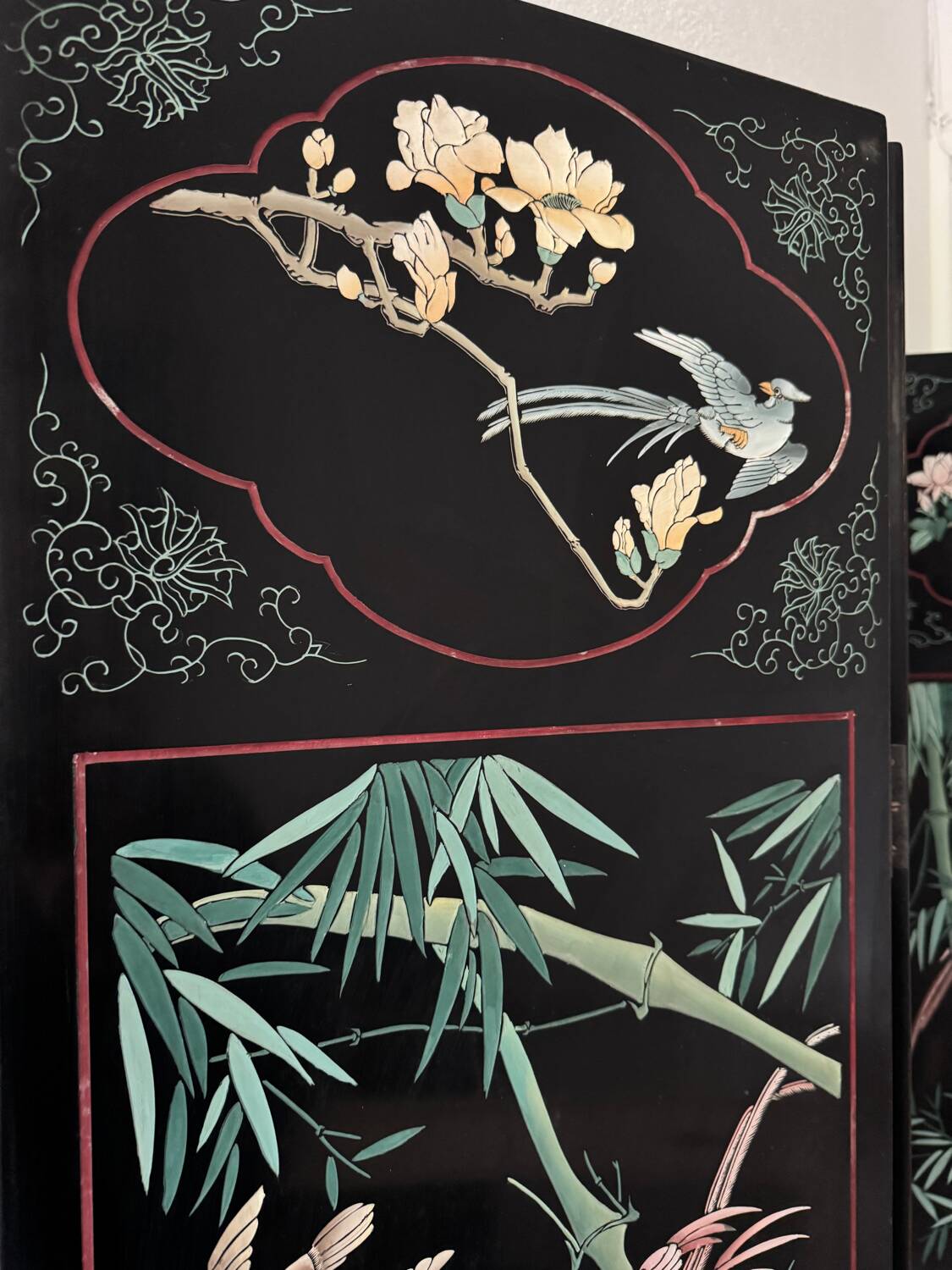 Antique Chinese lacquer screen