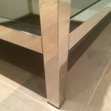 Pair of large side tables in chrome and bronze mirrors