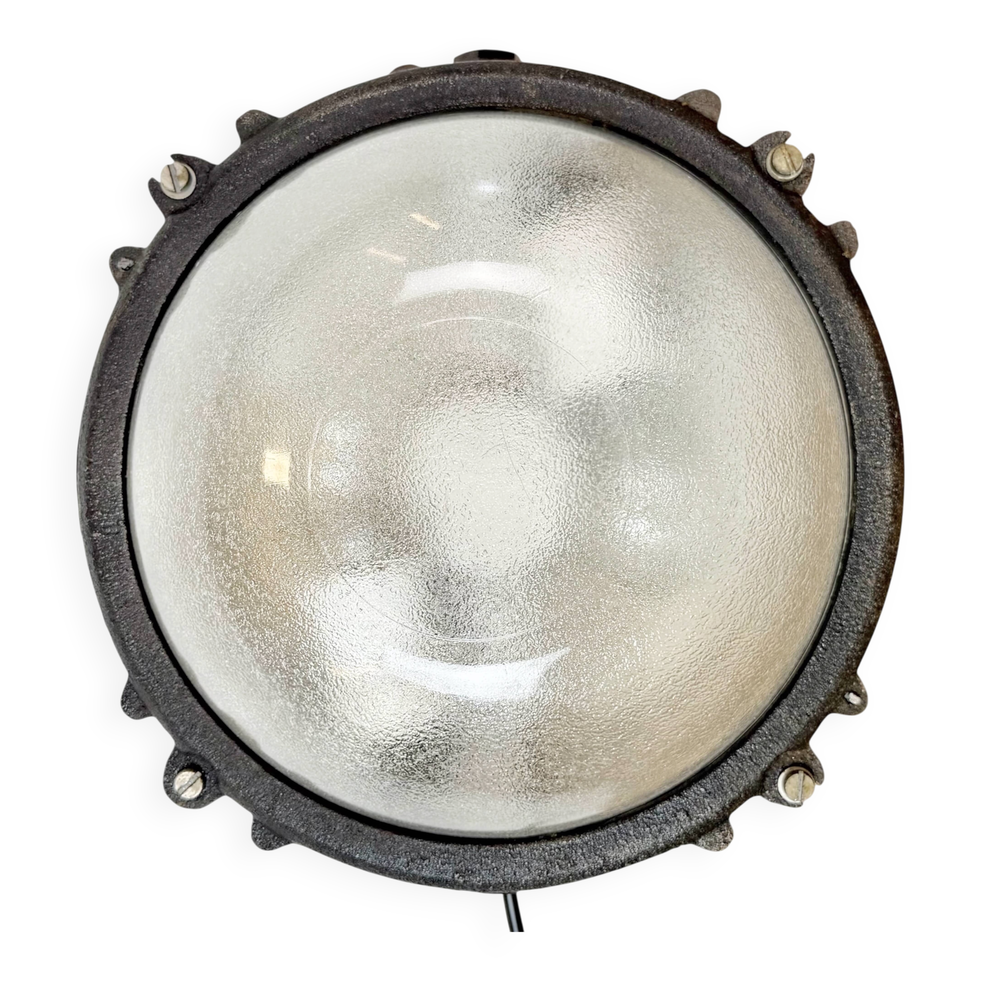 Black Industrial Cast Iron Wall or Ceiling Light from Elektrosvit, 1960s