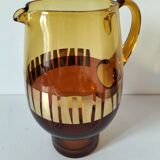 Vintage amber and gold glass carfe