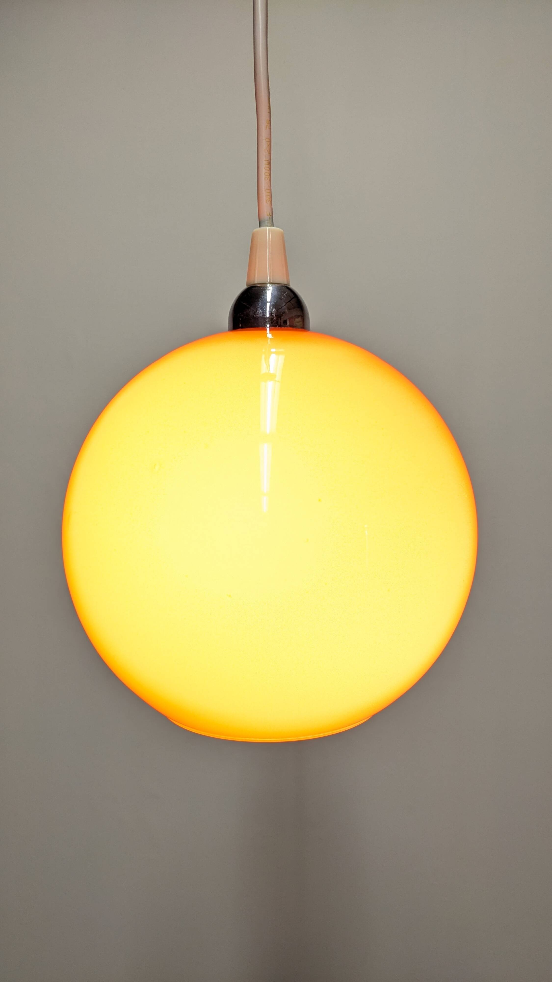 Orange opaline ball pendant light, 1960s-70s