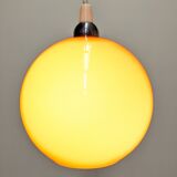 Orange opaline ball pendant light, 1960s-70s