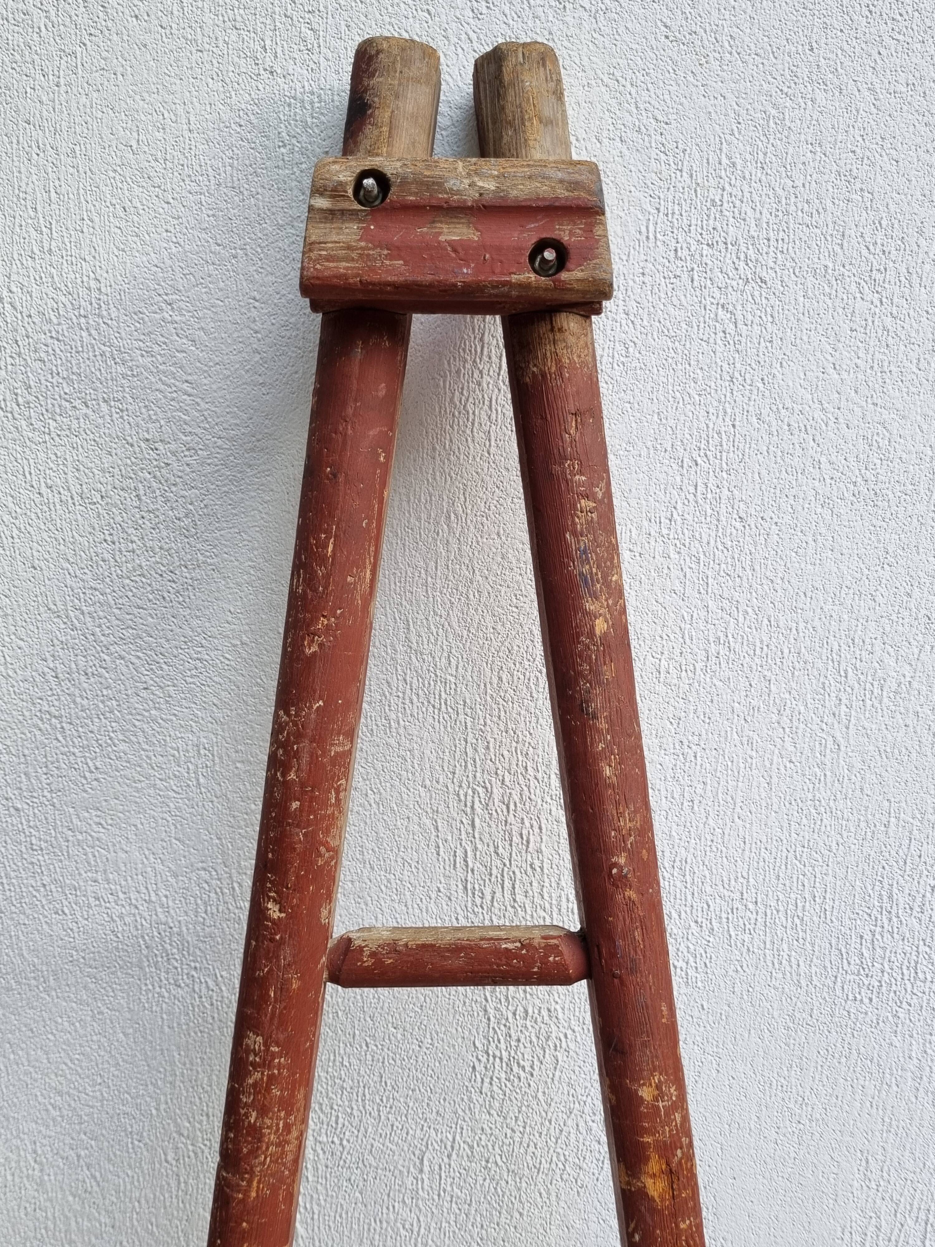 Antique rustic wooden decorative ladder, 155 cm