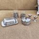 Vintage glass and silver metal breakfast set