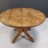 Rainer Daumiller pine wood round Dining Table, 1970s