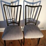 Lot 2 chaises bois tissu