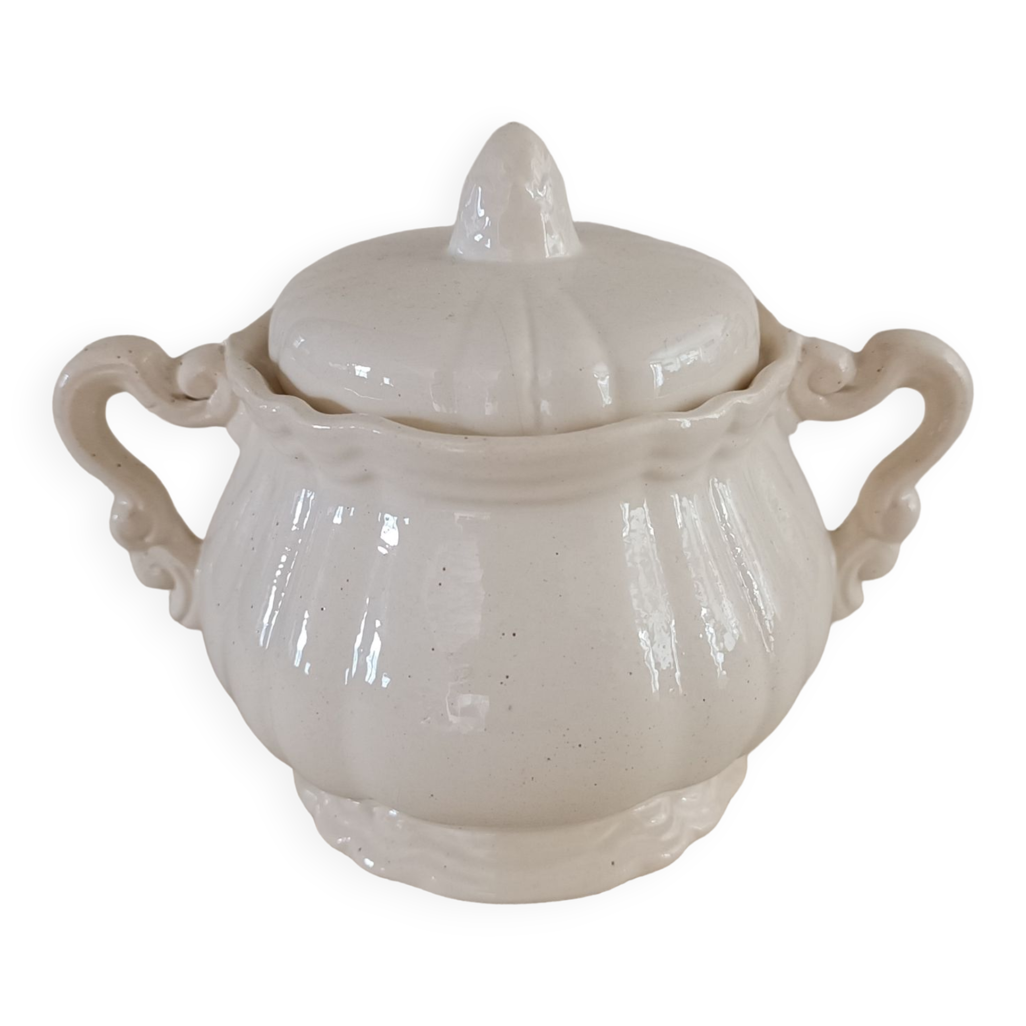 Sarreguemines ivory iron earth sugar bowl