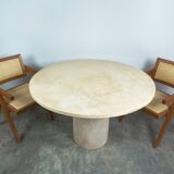 Travertine dining table diameter 120