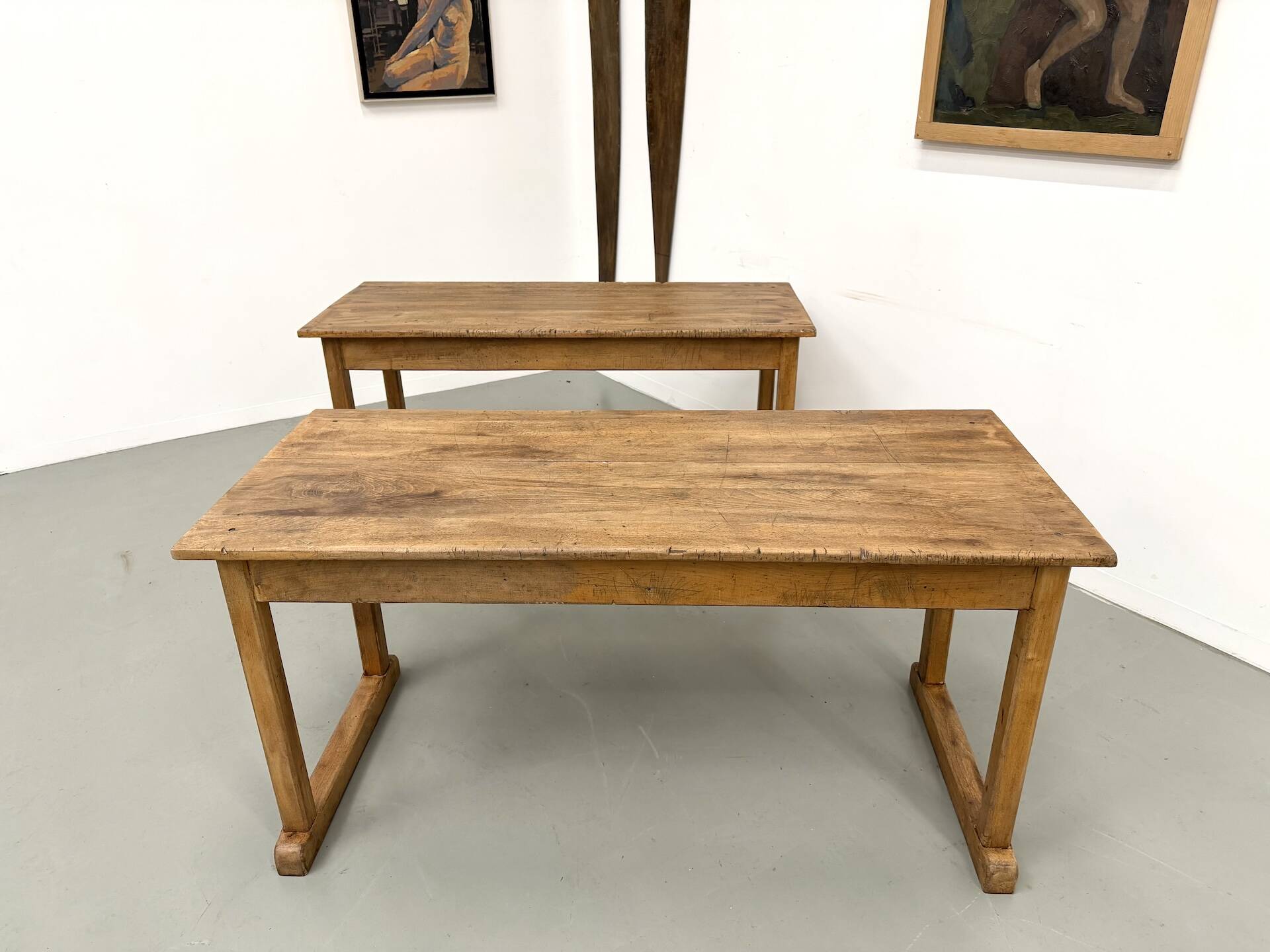 Pair of Vintage Community Tables in Solid Beech
