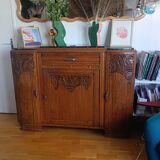 Art Deco buffet in marble and carved wood