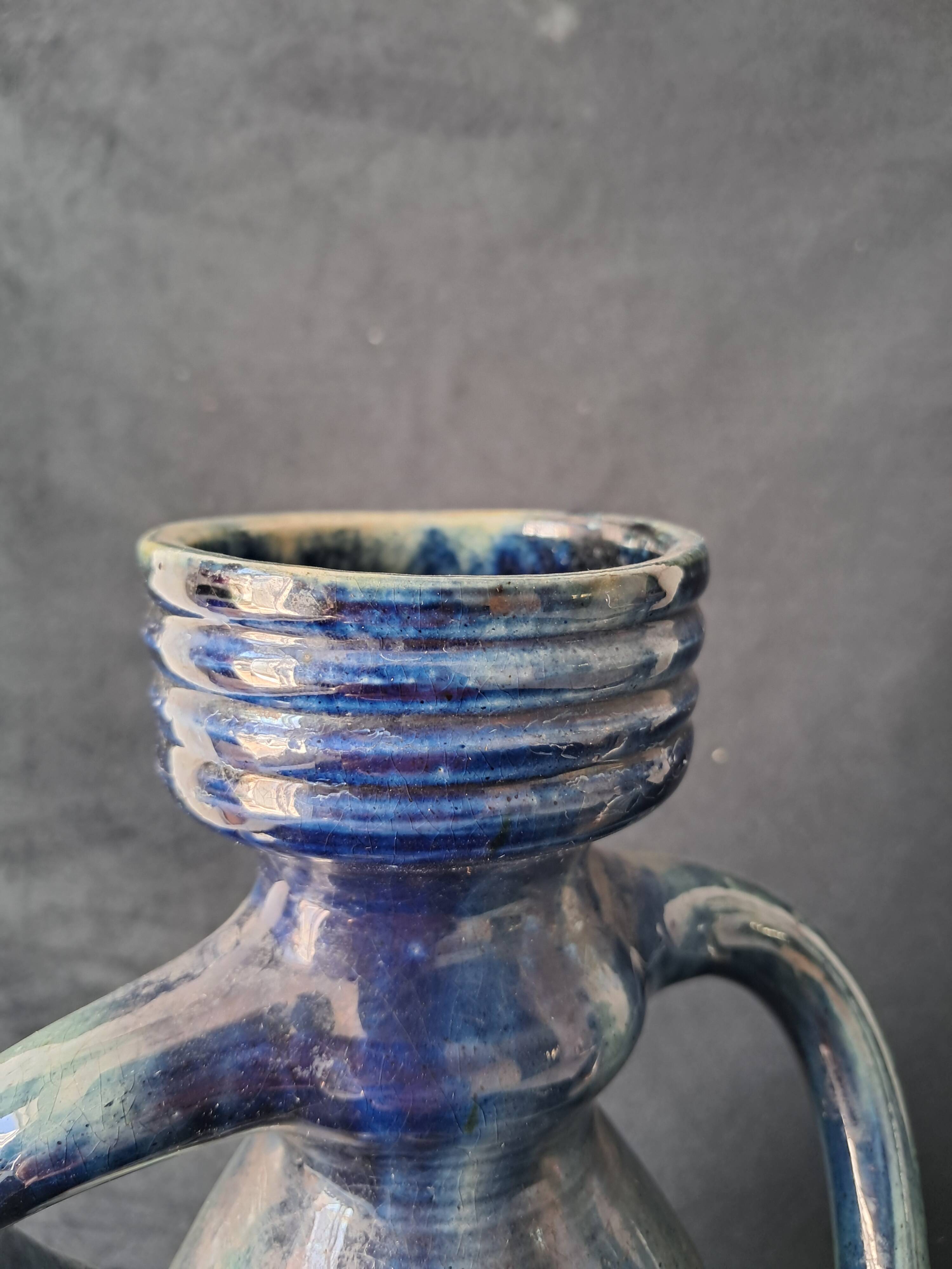 Pair of Vases with Two Turning Handles - Flemish Pottery