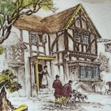 Set of 12 flat plates in Gien earthenware, Ludlow model, chic countryside dining.