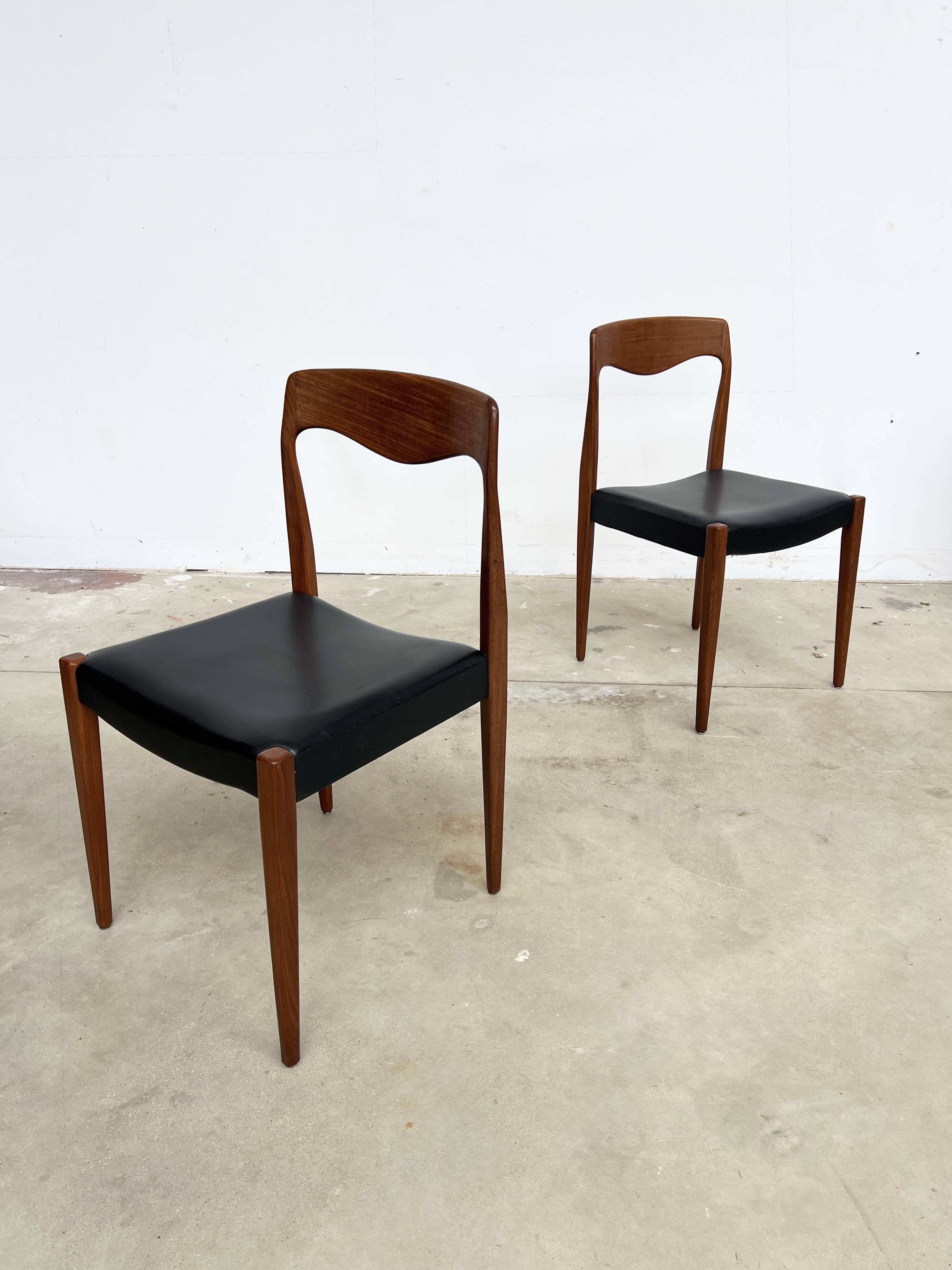 Scandinavian teak and leatherette chair