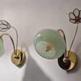 Appliques Verre de Clichy et fleur de nacre