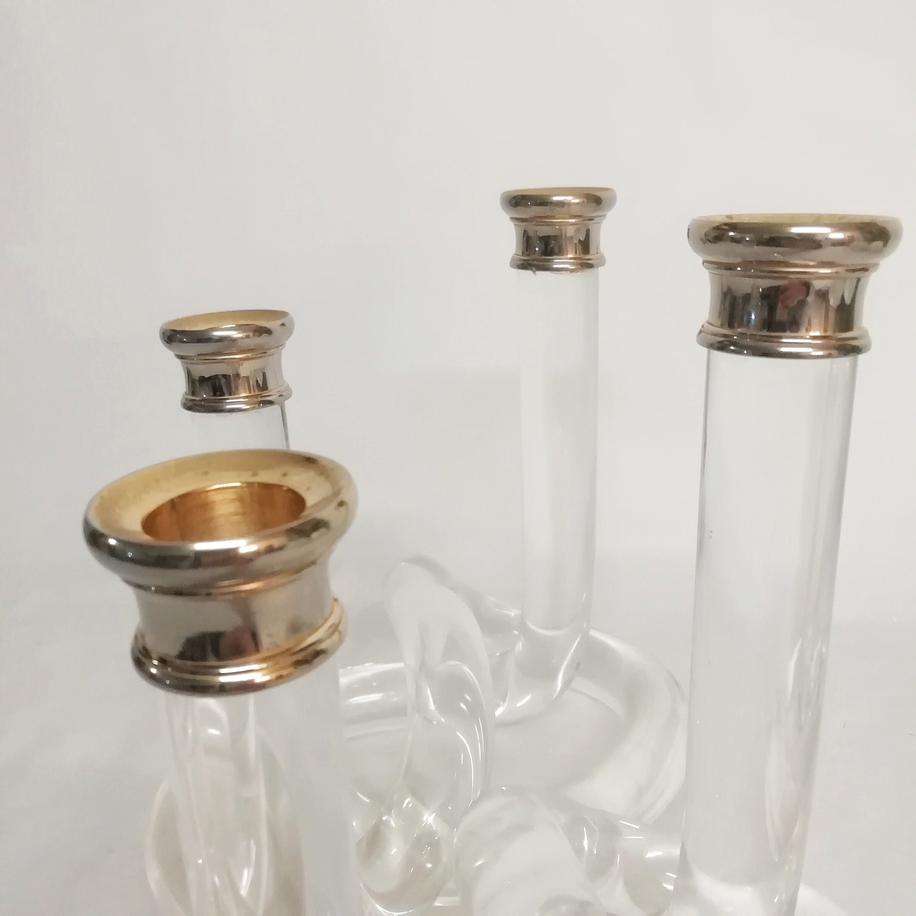 Pair of Dorothy Thorpe's "pretzel" lucite candlestiks 1960