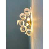 Set of Two Transparent “Ricci” Murano Glass Gold 24k Wall Sconces in Mazzega Style