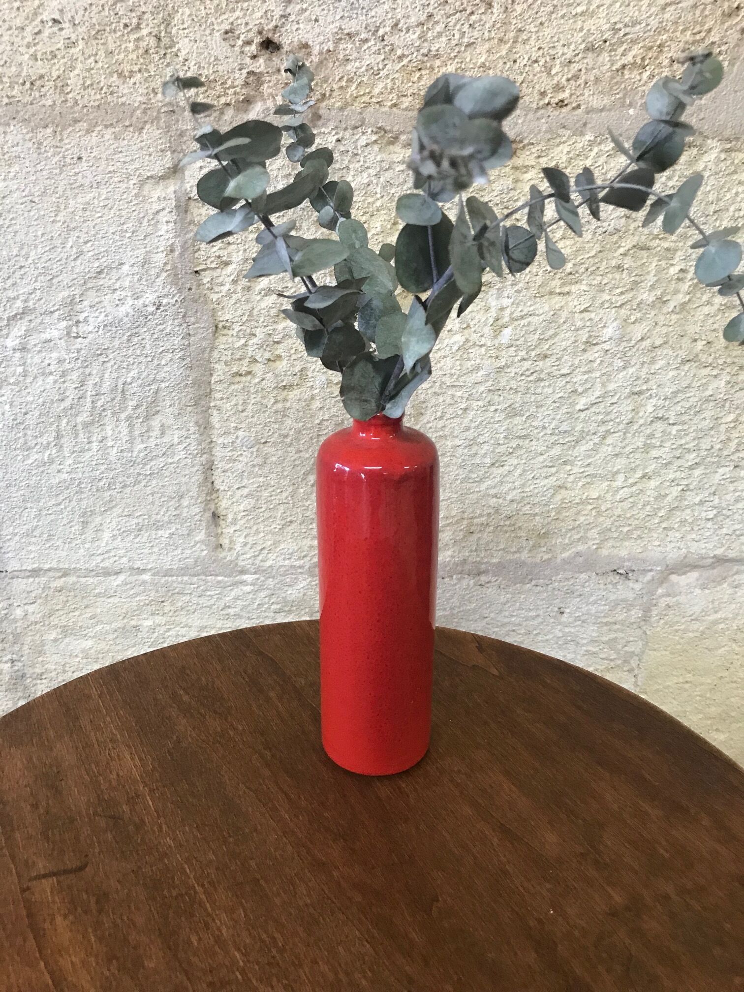 Red stoneware bottle vase - soliflore