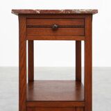 Art Deco Wood and Terracotta Marble Top Nightstand, France 1920s