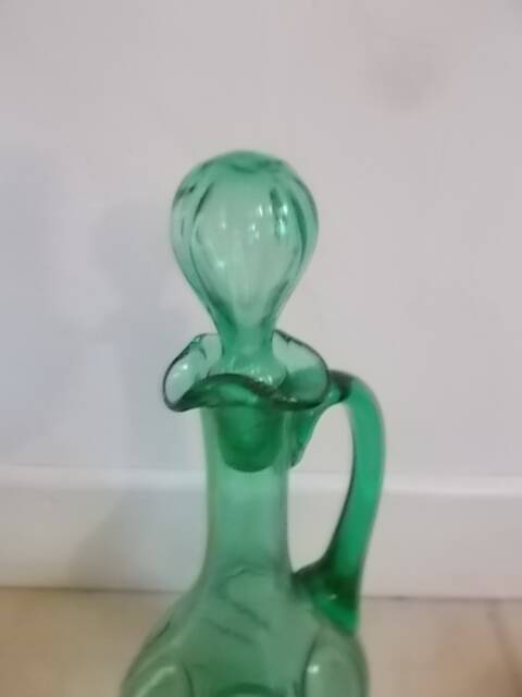 green glass carafe