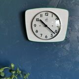Vintage formica clock silent trapezoid wall clock "Green Japy"