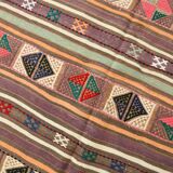 Tapis kilim vintage en laine, motifs géométriques et tons pastel,146x224 Cm