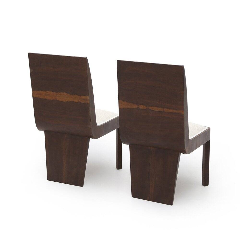 Set of heather wood and fabric chairs, 1940s.