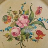 Napoleon III round serving tray, hand-painted and signed