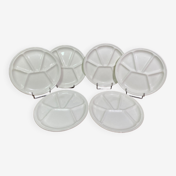 Suite of 6 compartmentalized plates in Gien earthenware