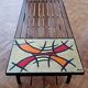 Coffee table vintage iron lava stone and wood