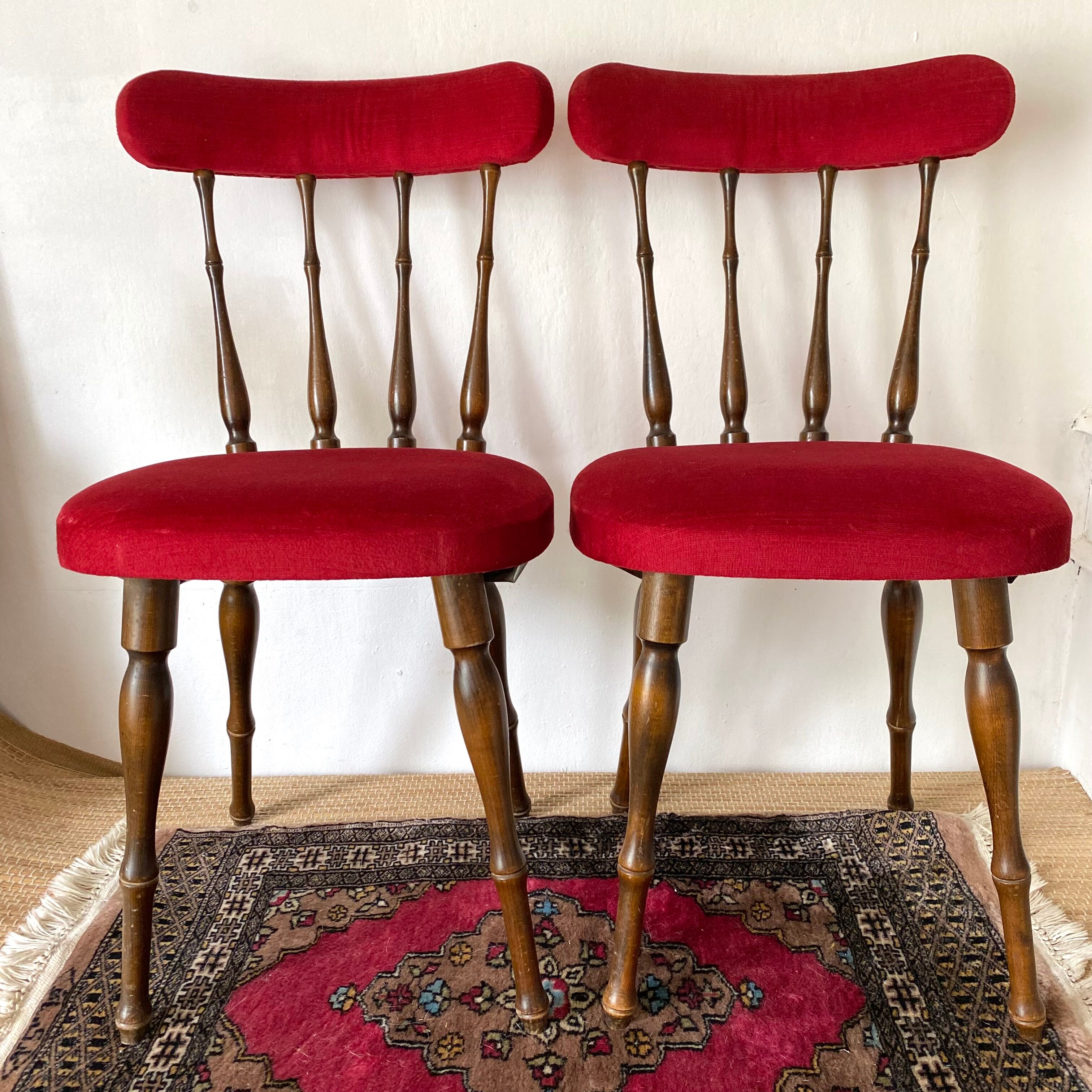 Pair of velvet chairs 60s-70s