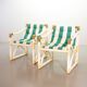 Chaises longues Kettal Garden en imitation bambou avec revêtement à rayures vertes et blanches