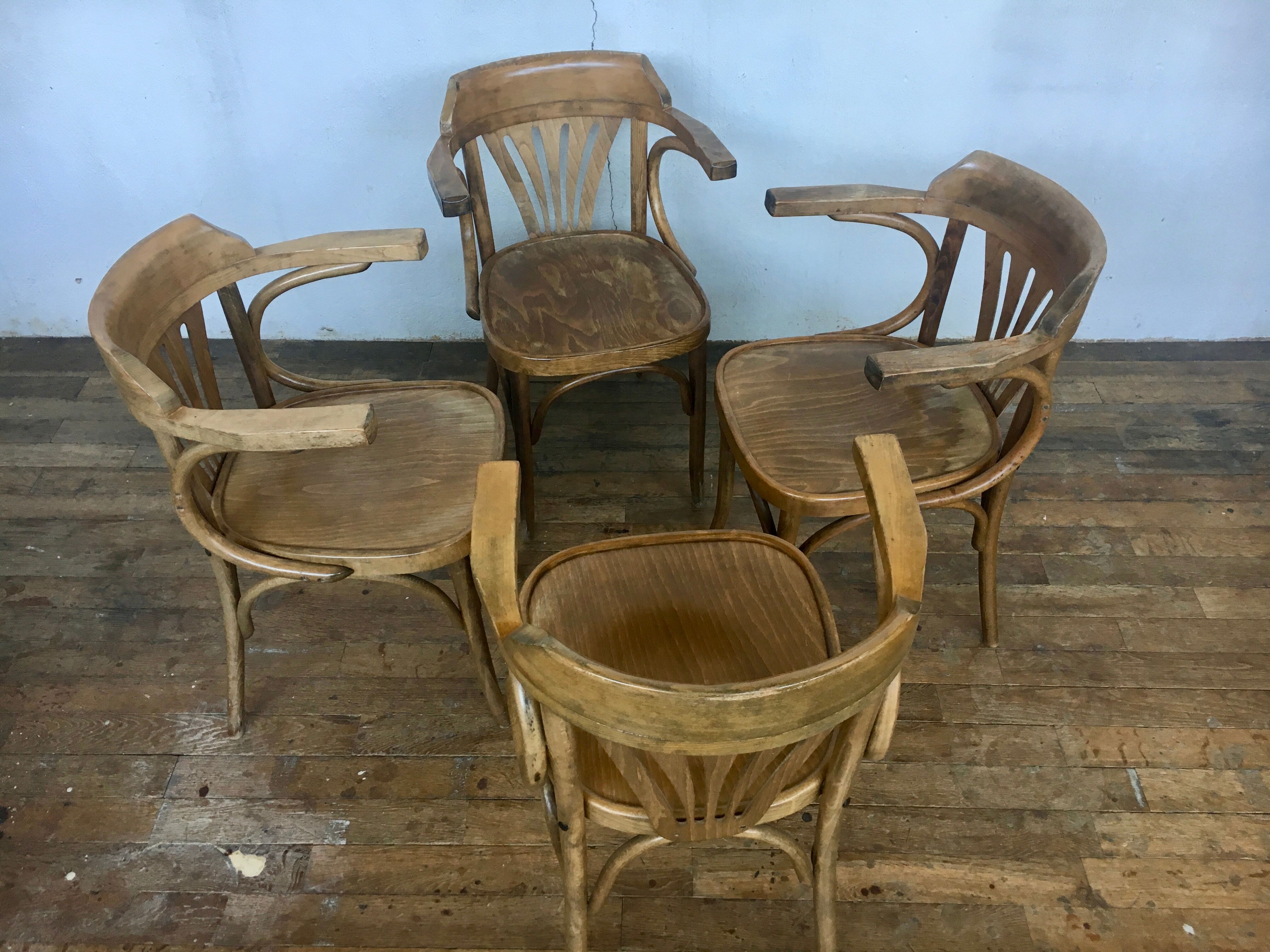 4 bistro armchairs in curved wood