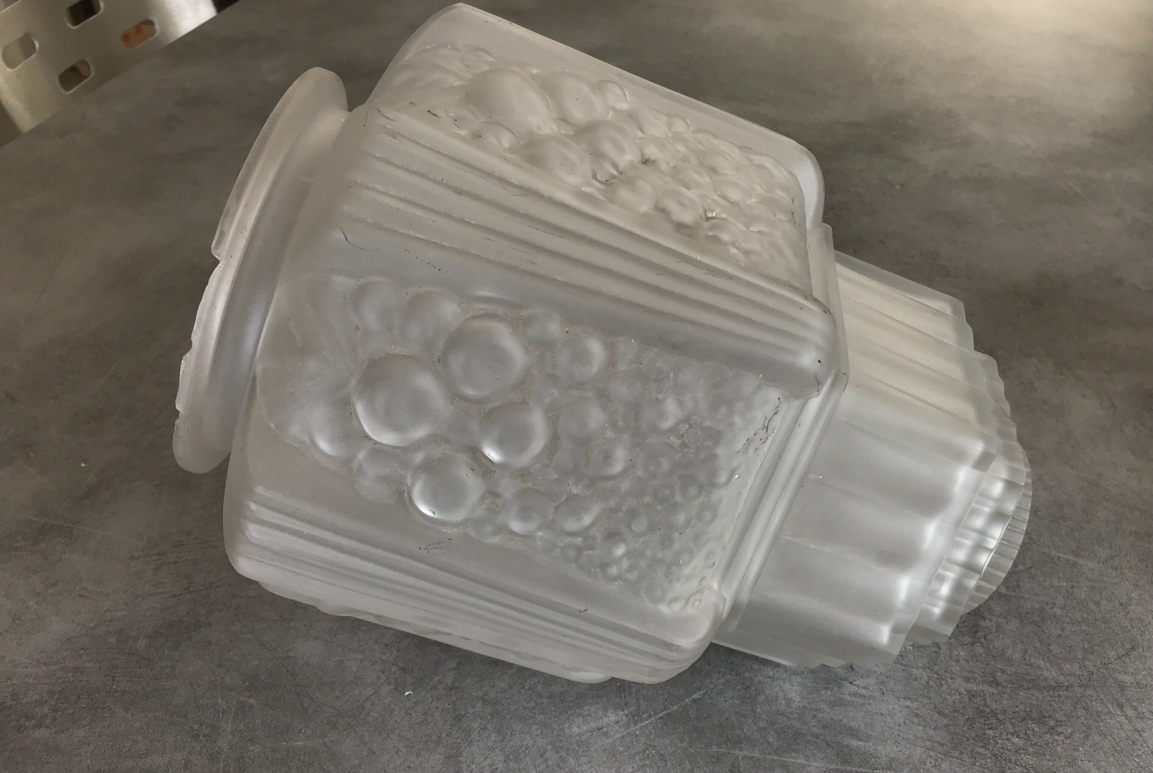 Old frosted glass lampshade suspension ceiling lamp art deco 30 cm